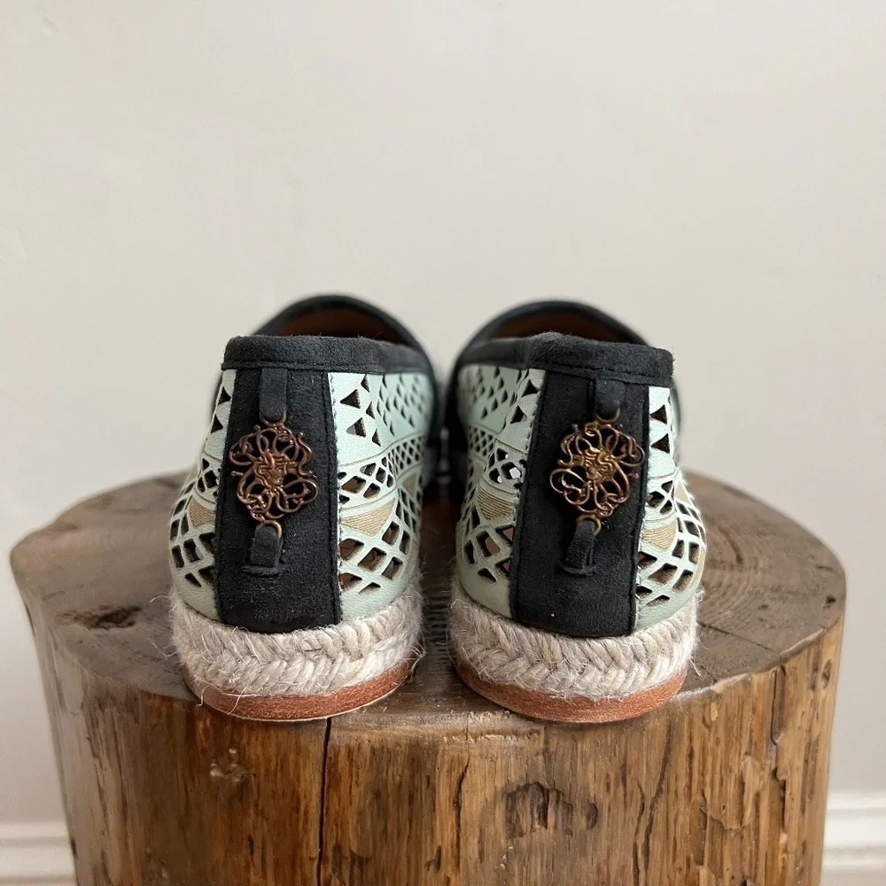 NEW COBRA SOCIETY Molly Wool and Leather Laser Cut Tapestry Espadrilles Shoes 7